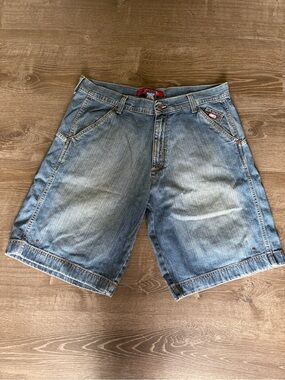Vintage 90s Mecca USA Baggy Denim Shorts Men's Size 38 Blue Hip Hop Y2K